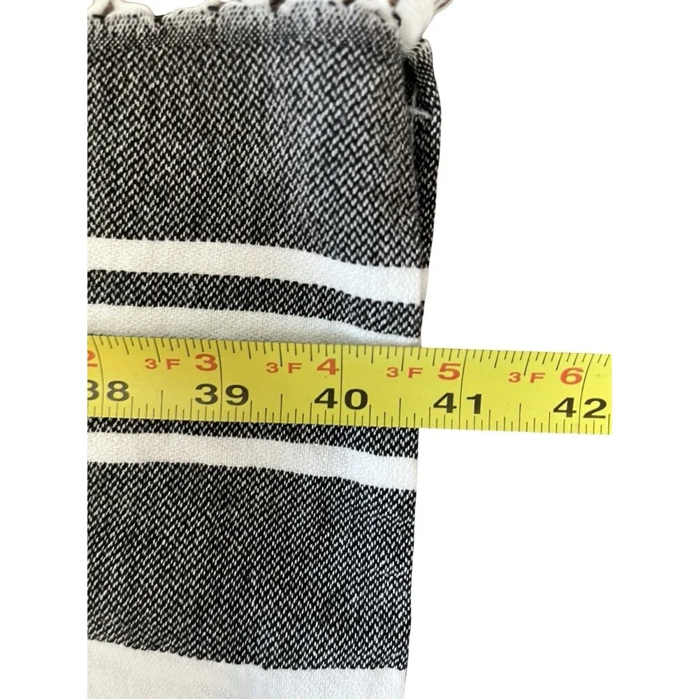 Utopia Turkish Beach Towel Black White Striped 100% Cotton 40x62 Fringe